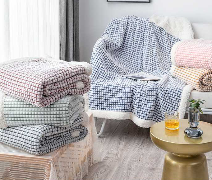 PV plush check velvet plaid mat blanket throw