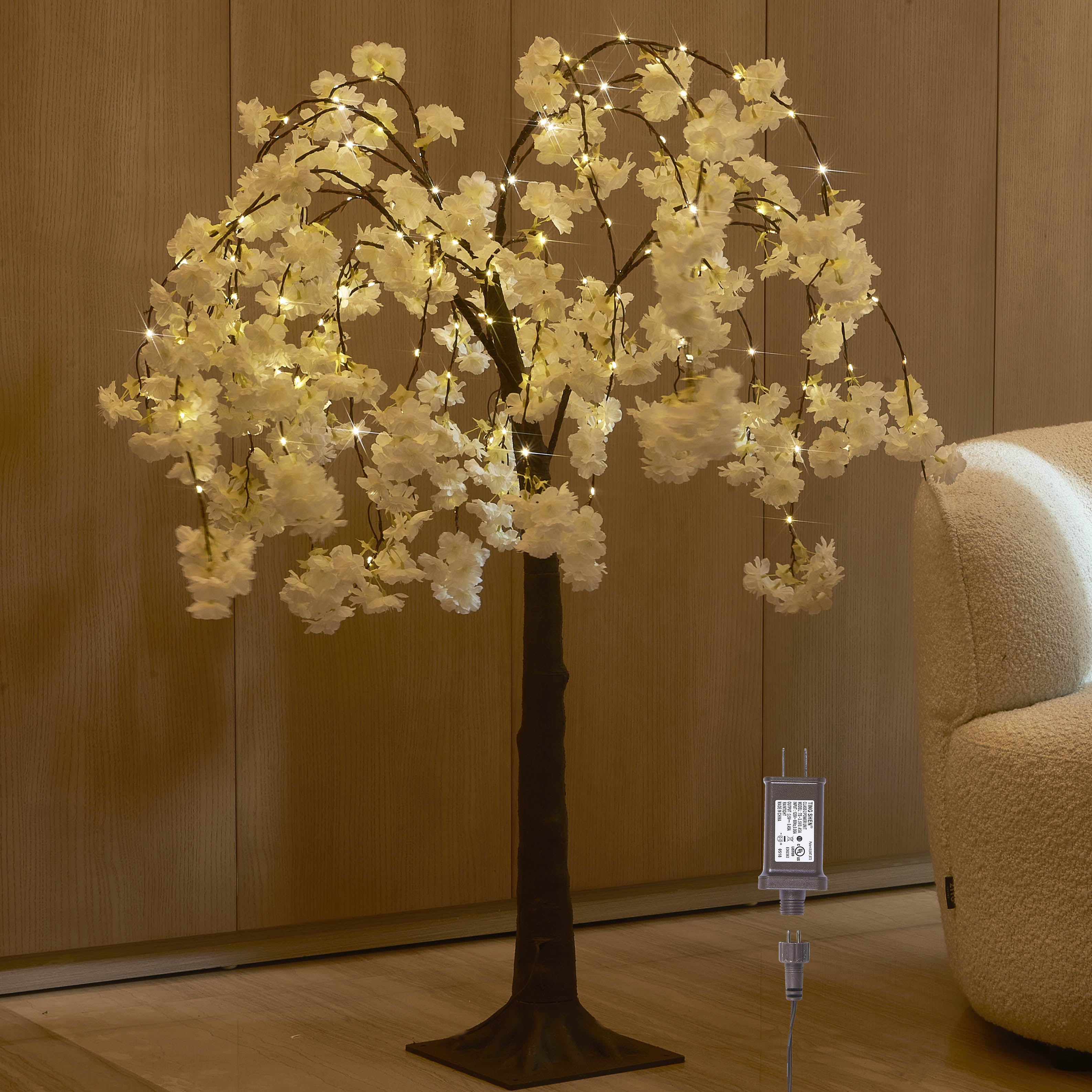 Cherry Blossom Tree with Lights 4FT White