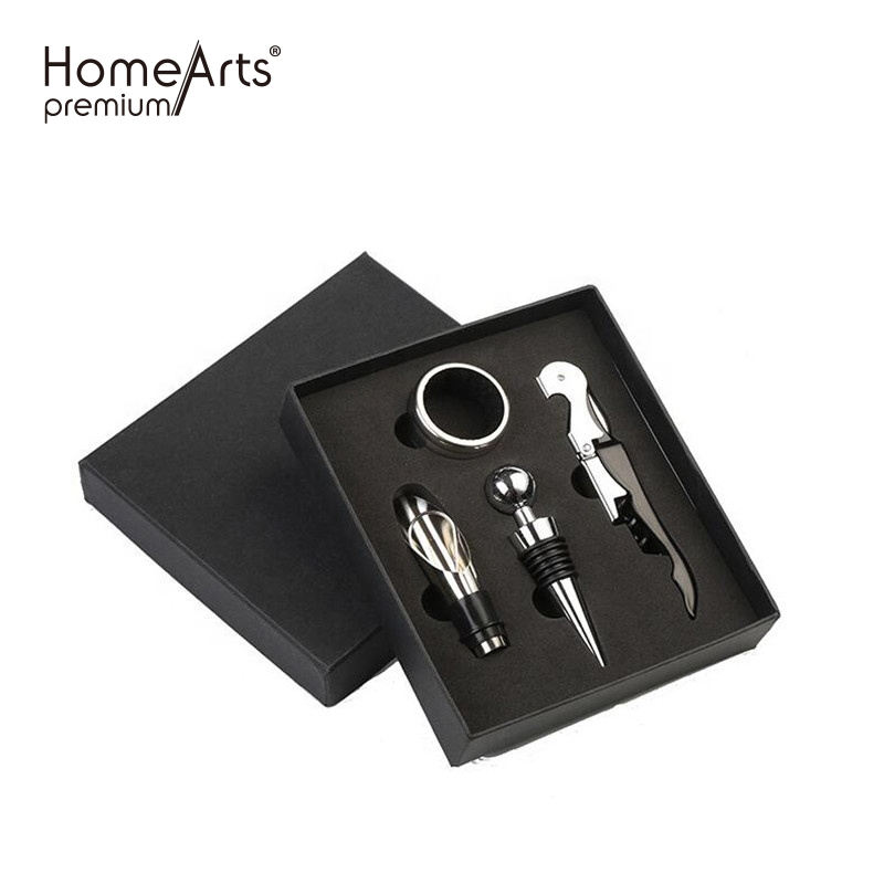Bar Tools Wine Bottle Opener 4pcs Set Creative Personalized Stainless Steel Wine Corkscrew Gift Box