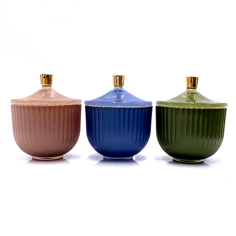 Hot selling ribbed jars for candle making 6oz 11ozhome decoration