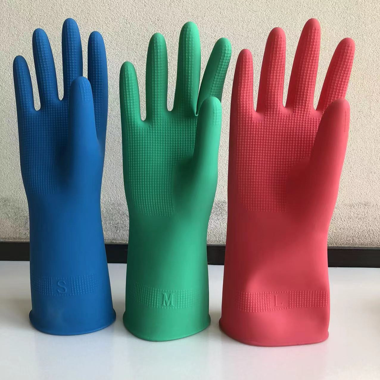 30cm 12inch 100% latex blue red kitchen cleaning household durable housework latex rubber gloves