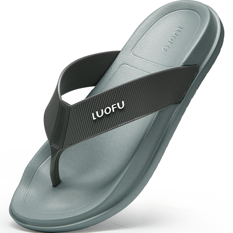 LUOFU new simple fashionable men flip flops slippers, thick soled anti-slip beach sandals
