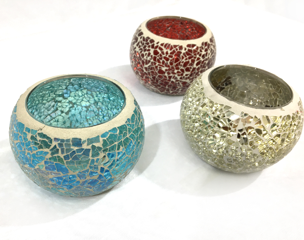Glass mosaic candle holder