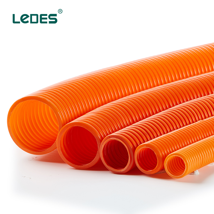 LEDES AS/NZS2053 PVC Corrugated Conduit Wire Cable Protection Orange 20mm