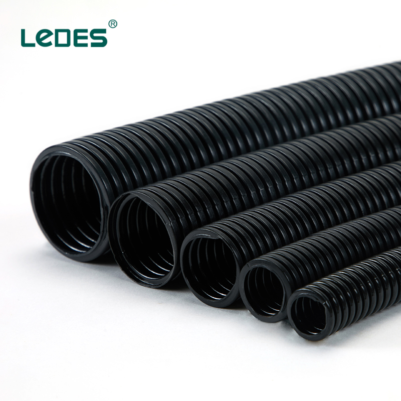 LEDES 50mm Black For Corrugated Conduit Threading LSZH Material MD Flexible Conduit Fire Resistant