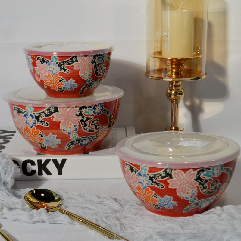 5"ceramic microwave bowl with lid