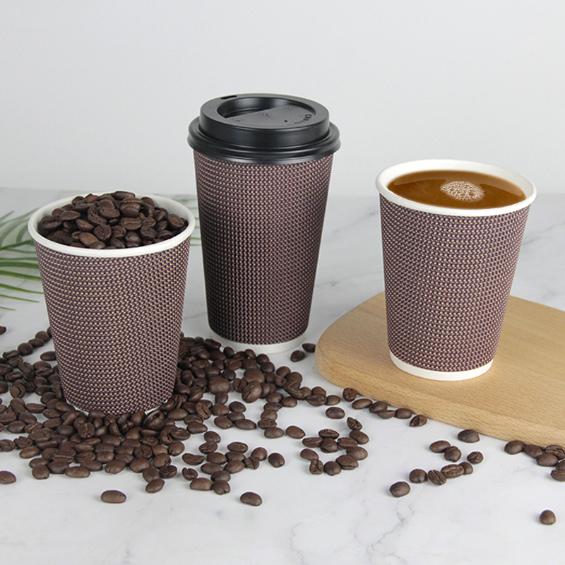 12oz 400ml Heat-insulated Ripple Wall Paper Cups