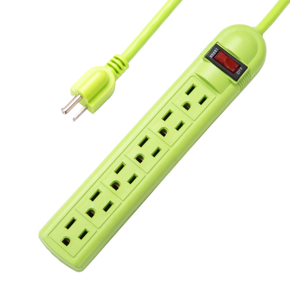 6 ways US colorful power strip