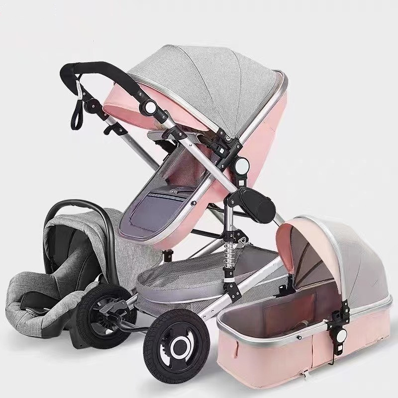 Ximate Lightweight Luxury Baby Stroller 3 in 1 Portable High Landscape Reversible Stroller