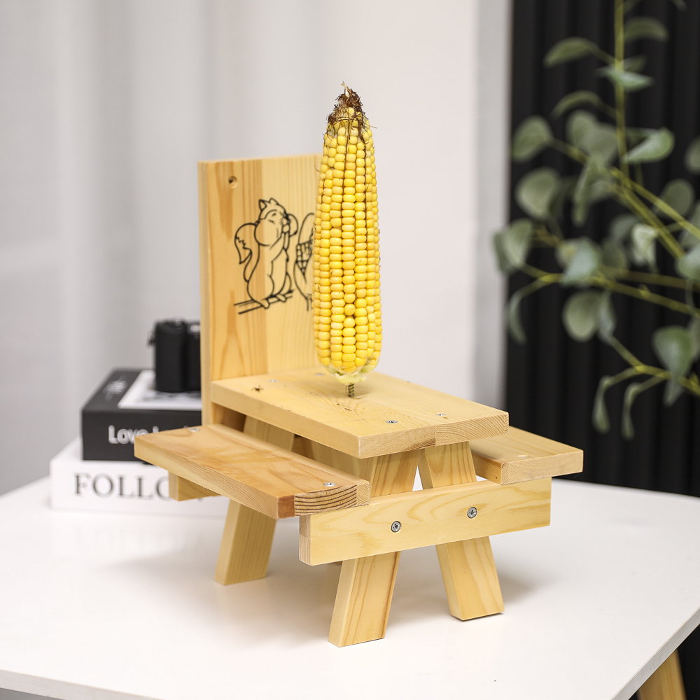 Wooden squirrel feeder