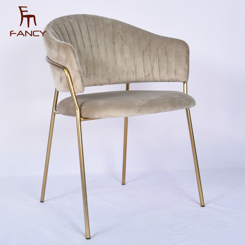 China Factory Cheaper High Quality Home Kitchen Chair Fabric Velvet Metal Frame Dining Chairs