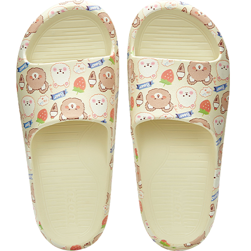 Luofu New Summer style Non slip Cute Printing Bathroom Women's home Slide Shoes