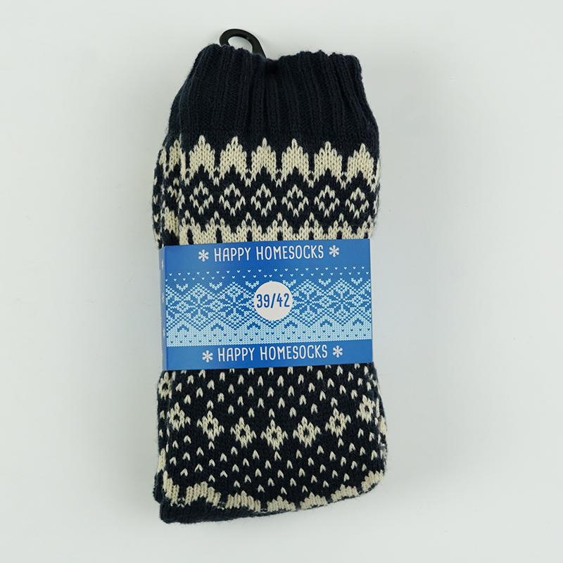 Christmas men double layer snow black sherpa lining anti-slip room house indoor socks