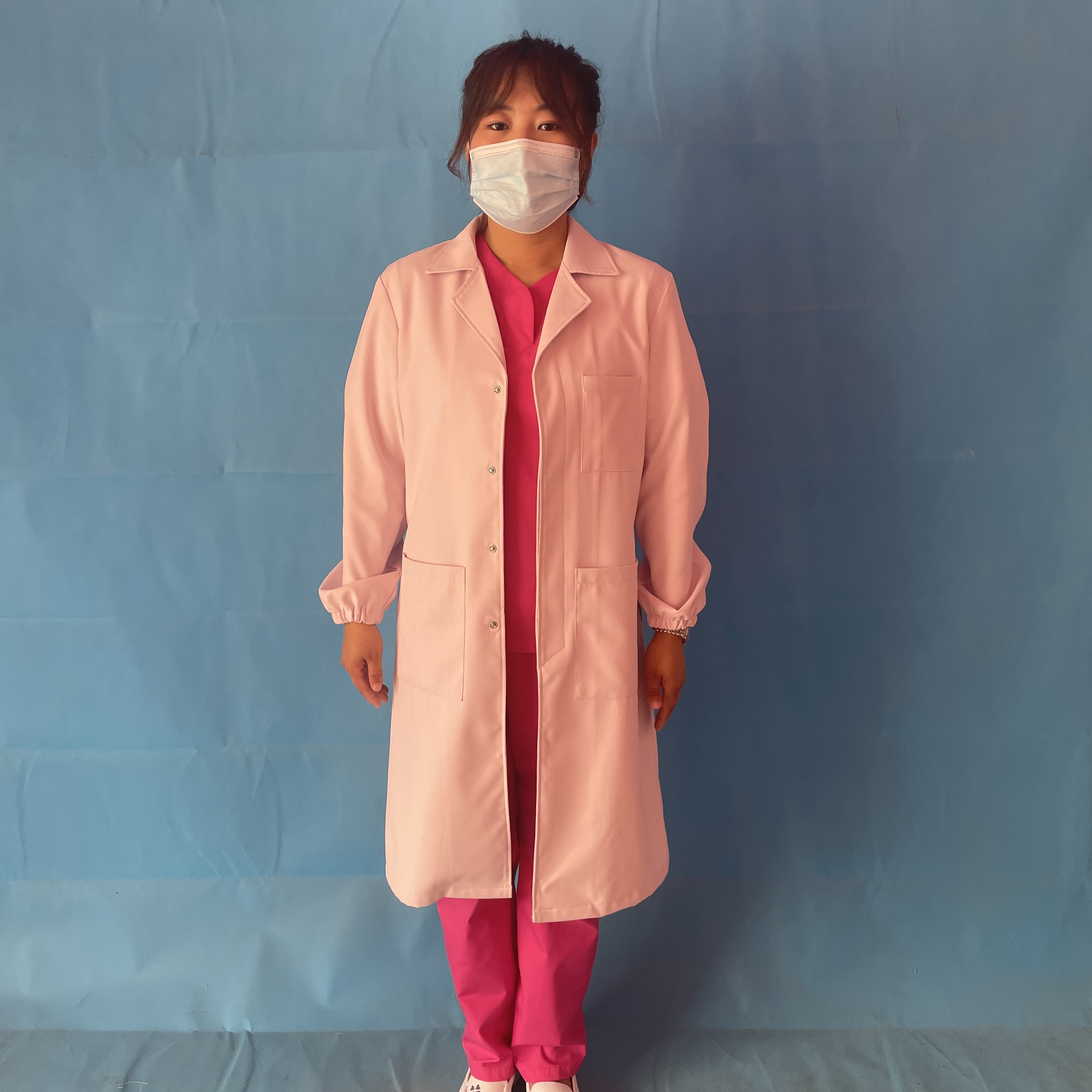 charming female long sleeves doctor coat