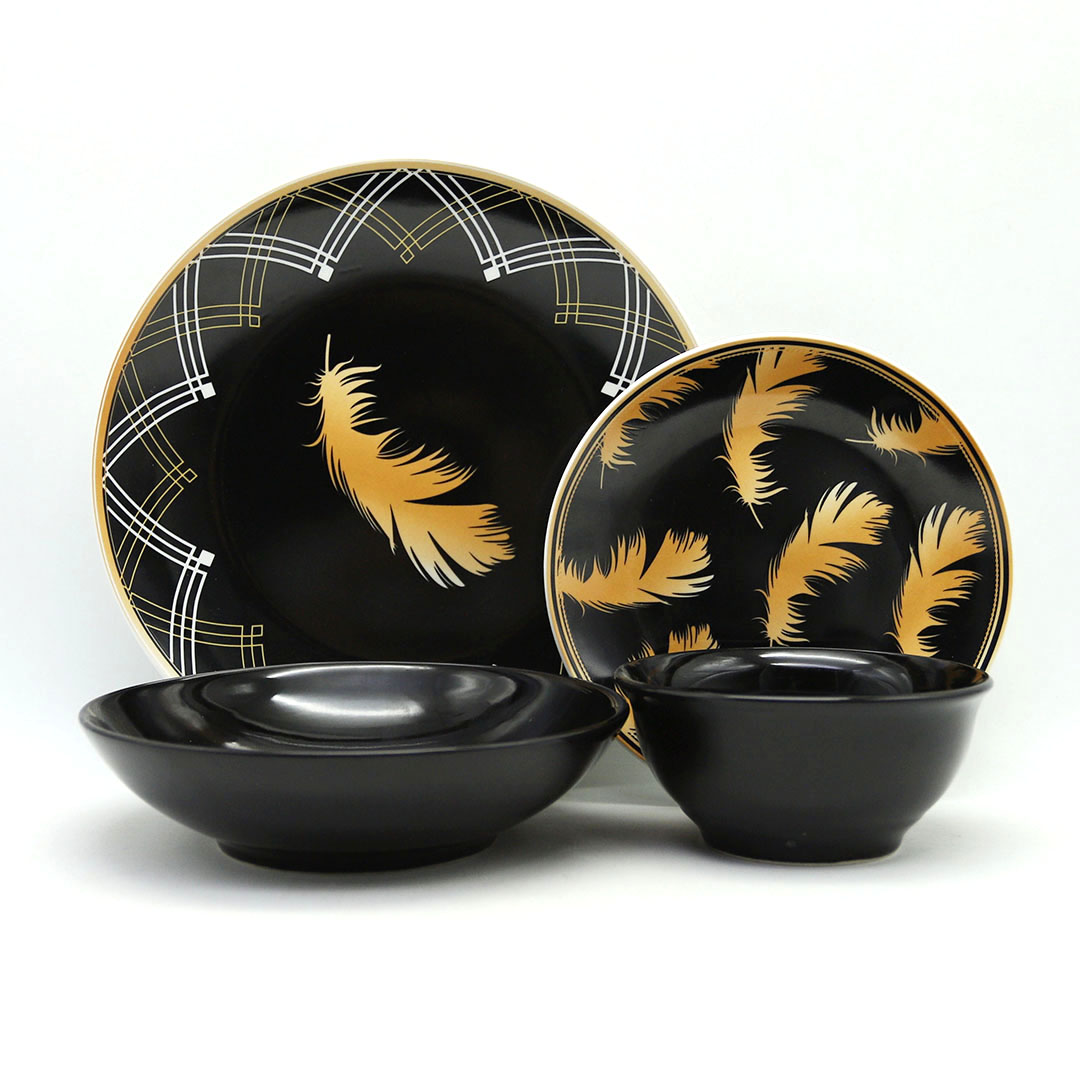 16pc decal and color glaze ceramic dinnerware set