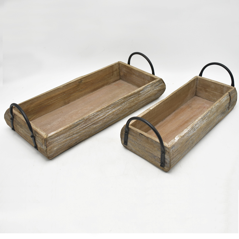 Rectangle Wood Box Ottoman Wooden Serving Tray for Home Decor for Essential Oil Candle Plant