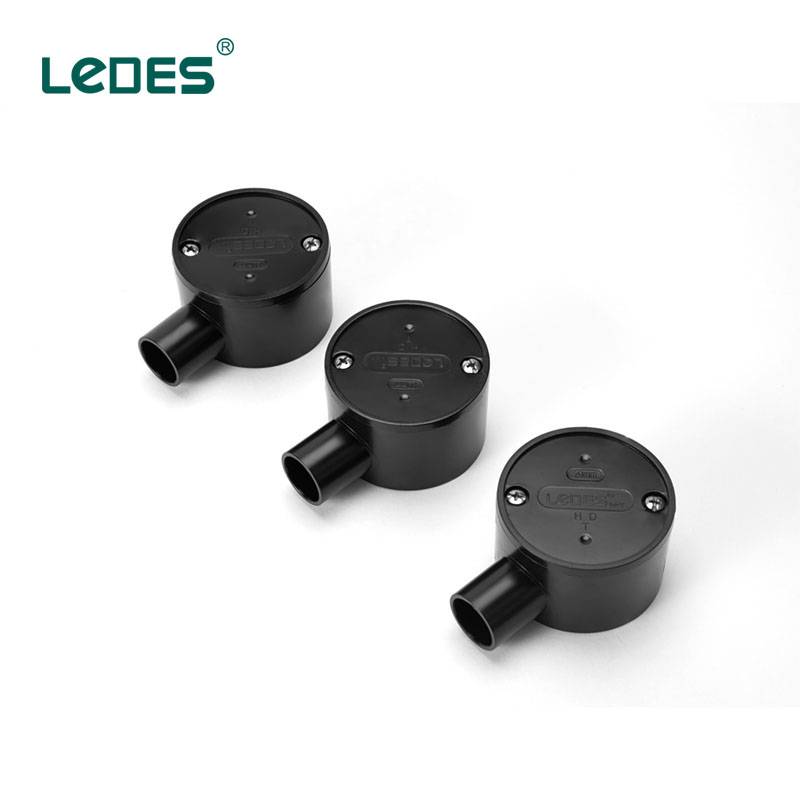 HFT Shallow Junction Box 20mm 25mm One Way Black Junction Adaptor Box Conduit Fittings