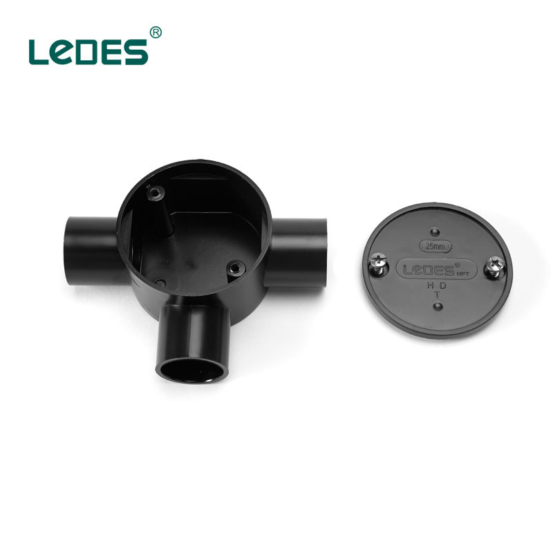 HFT Black Junction Box Shallow Junction Box 20mm 25mm One Way Conduit Fittings