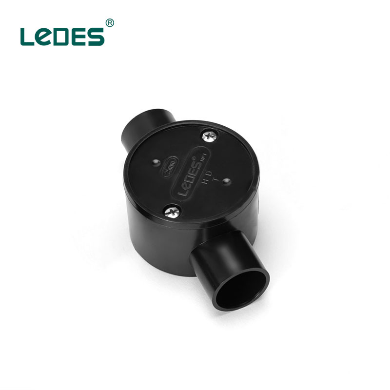 Ledes LSZH 25mm Shallow Junction Box 1-4 Way Electrical Conduit Adaptor Black Box