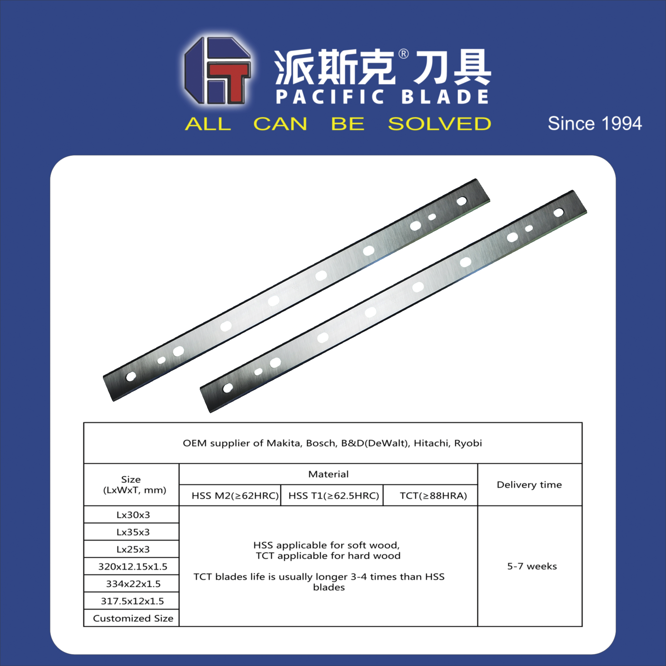 Woodworking Machine Planer Blades Lx30/25/35x3mm