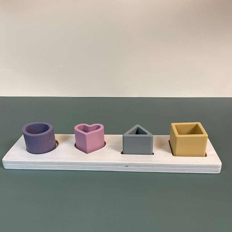 Colorful Silicon Teether Shape Puzzle Kids Toys Sublimation Wooden Jigsaw Puzzle Black for Kids