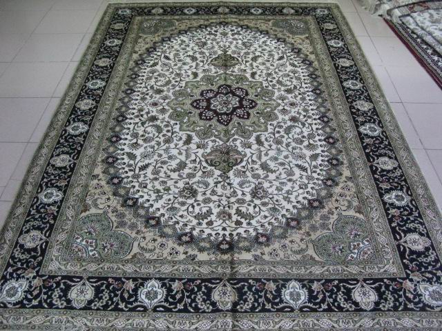 Persian splendor 6x9ft new design beige handmade silk classic persian carpet for home office hotel