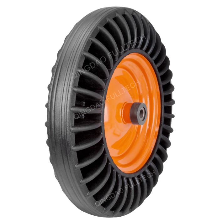 PU foam Puncture proof polyurethane foam wheel wheelbarrow flat free solid not flat tubeless tire