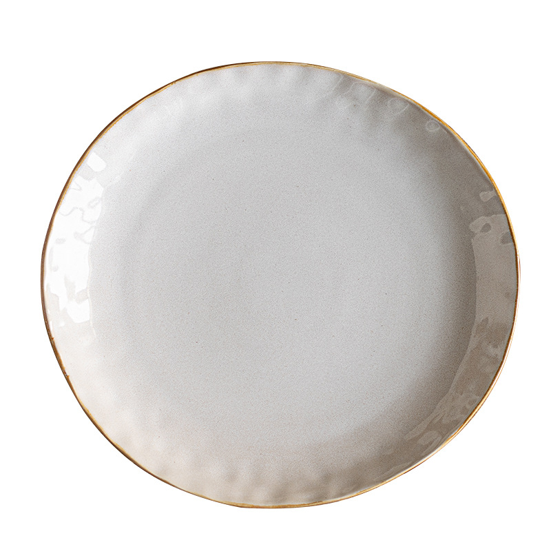 Nordic cream white vintage ceramic stroke shaped plate