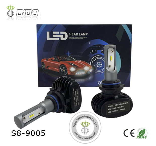 S8 fanless LED car headlight super bright light bulb H4 H7 H11 H8 H9 9005 etc model