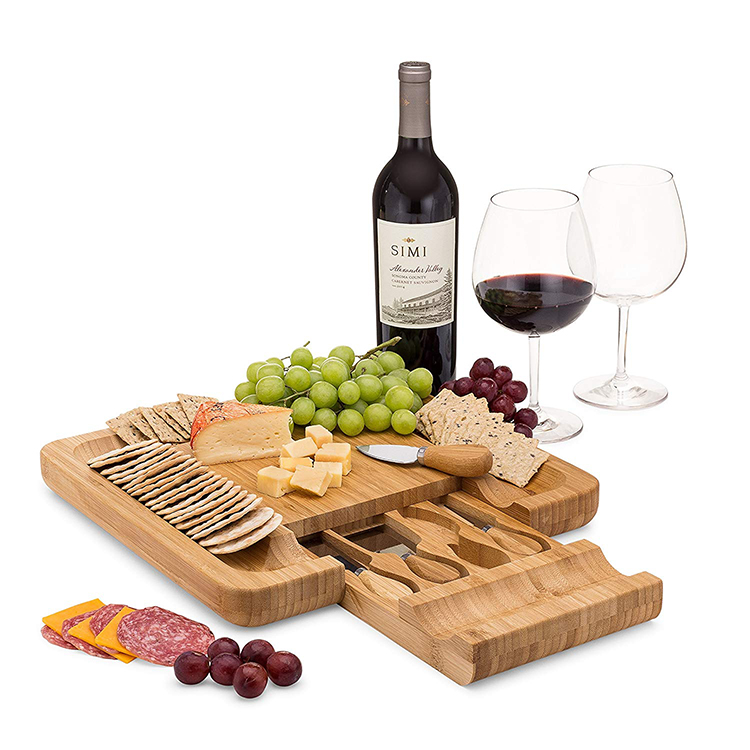 Bamboo Cheese Board With Knife Set Type 1