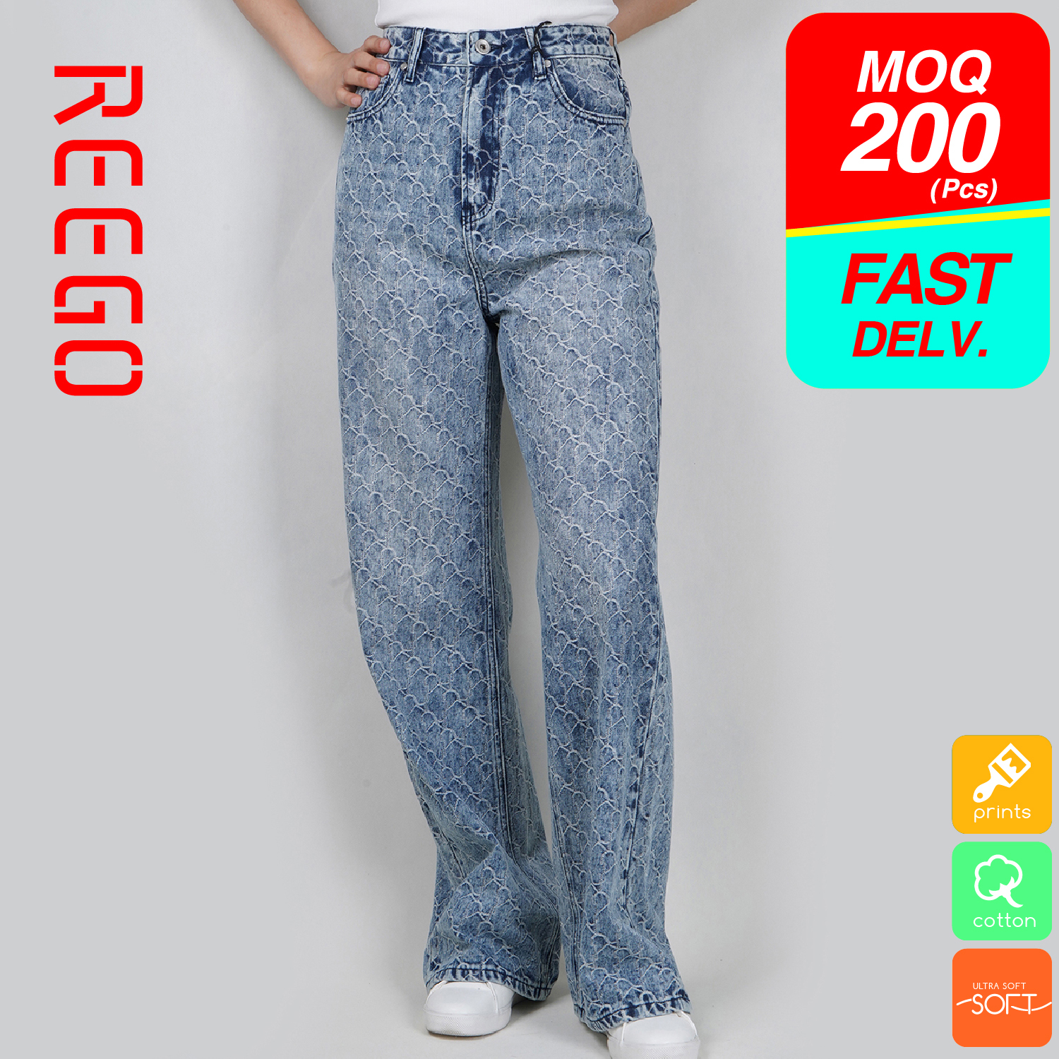 Gril Low Waist Blue Relaxed Floor-Length Jeans Ss23-D-17-B