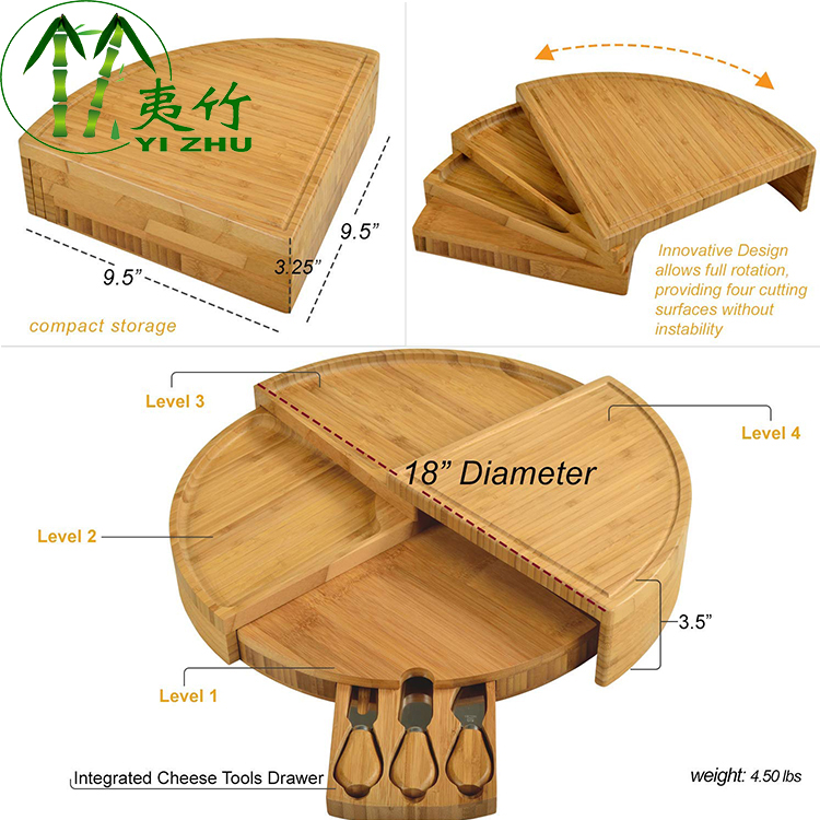 Bamboo Cheese Board With Knife Set Type 3