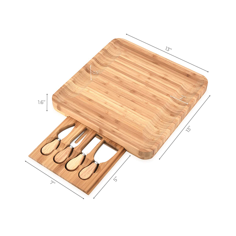 Bamboo Cheese Board With Knife Set Type 5