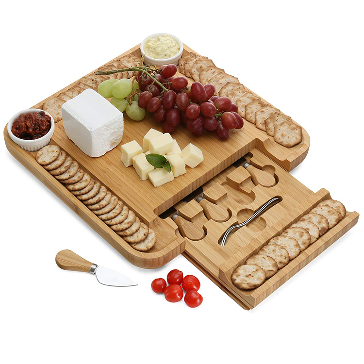 Bamboo Cheese Board With Knife Set Type 6
