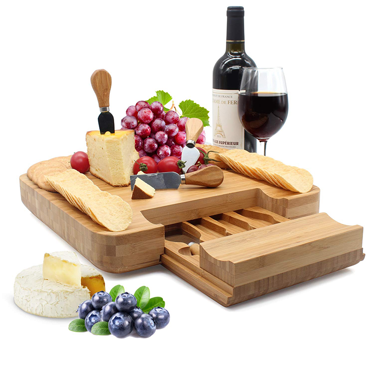 Bamboo Cheese Board With Knife Set Type 7