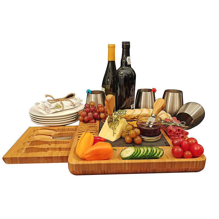 Bamboo Cheese Board With Knife Set Type 8