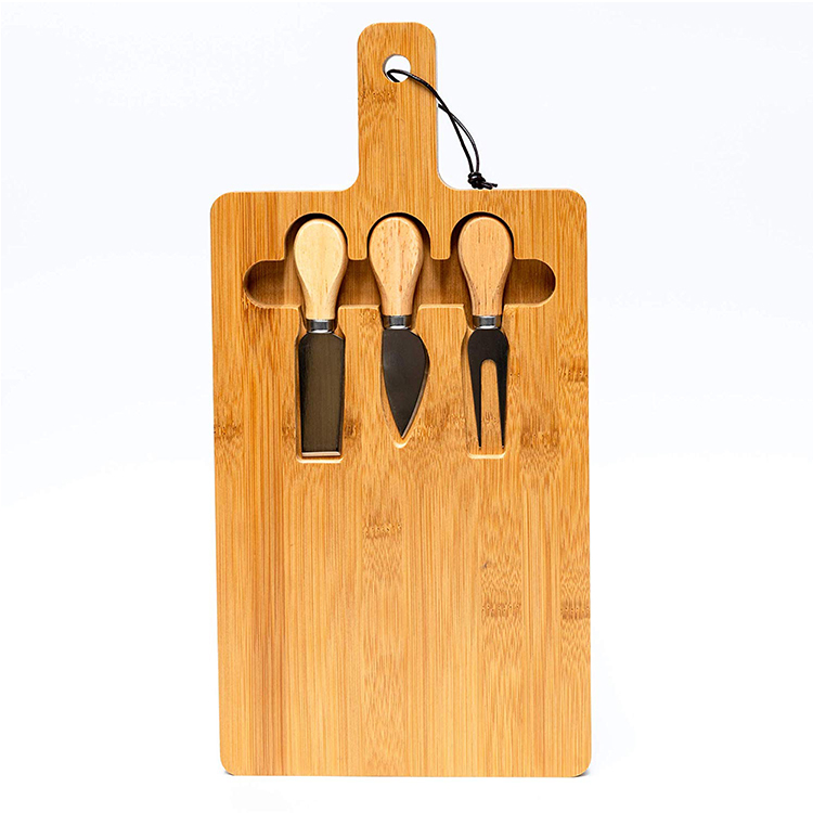 Bamboo Cheese Board With Knife Set Type 9