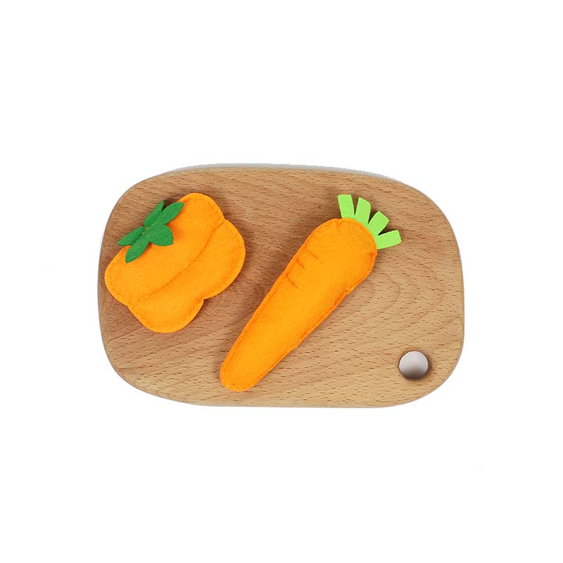 Kitchen Toys Pretend Play with Wood Tray Educational Wooden Cutting Board Toy