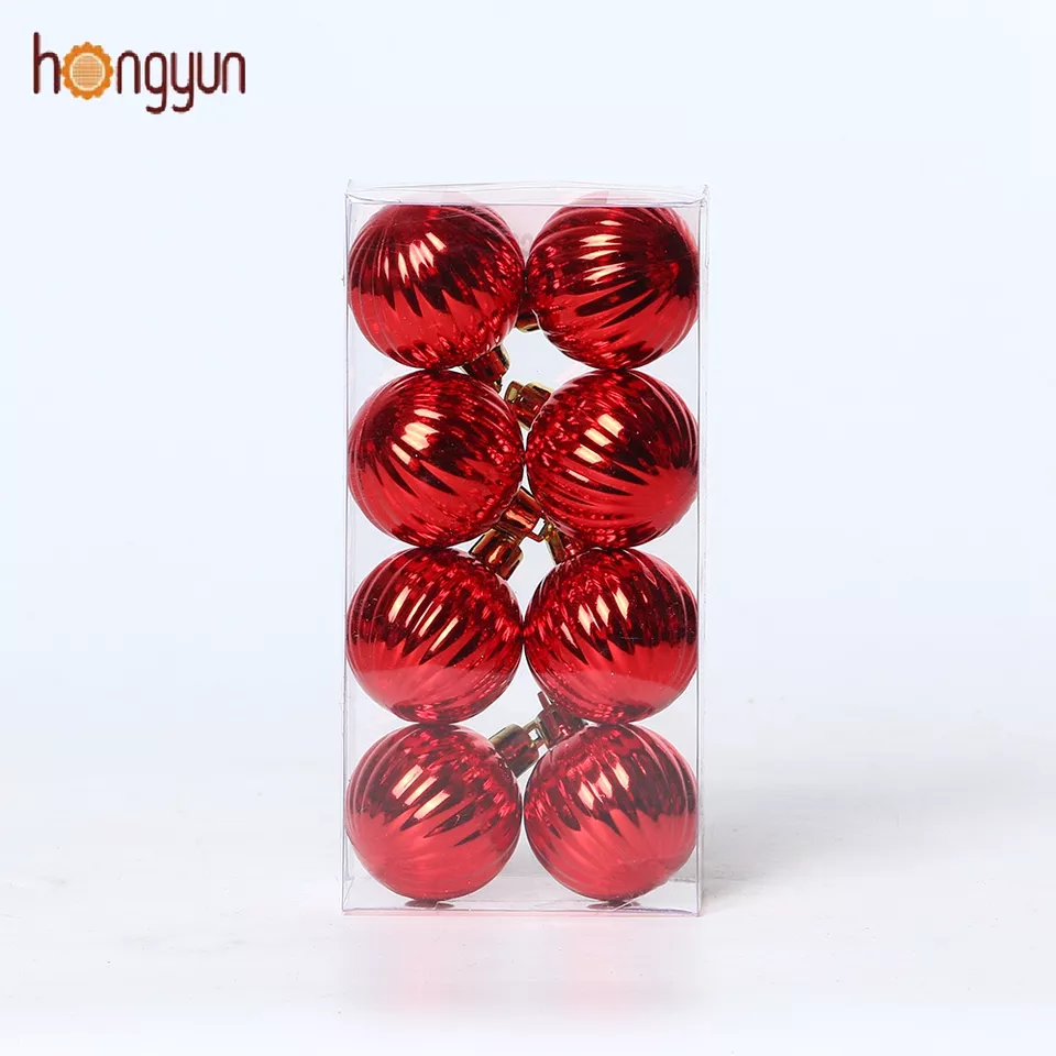 8PCS Christmas Tree Ornaments 4CM Plastic Christmas Ball