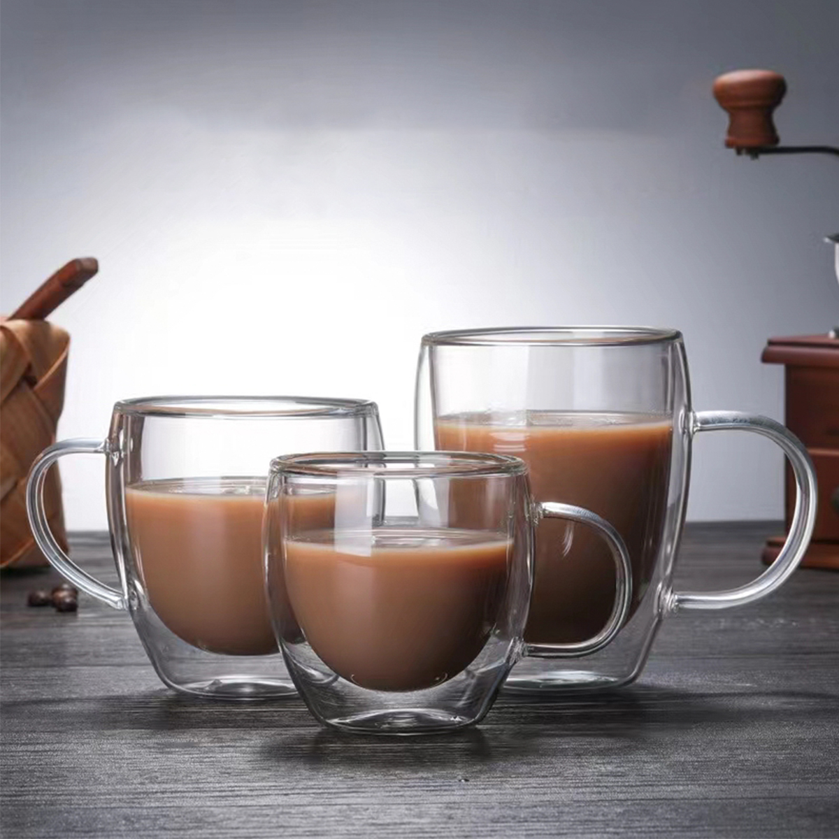 Double Wall Insulated Borosilicate Glass Coffee Mug For Sublimation Cappuccino Coffee Cups and Mugs