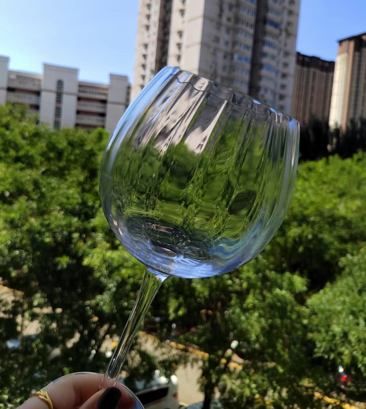 Crystal vertical edge goblet