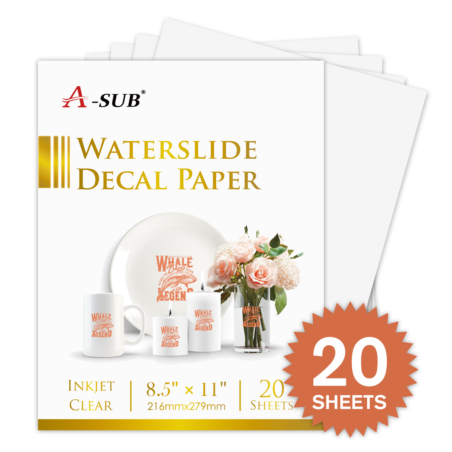 Premium Inkjet Clear Water Slide Decal Paper
