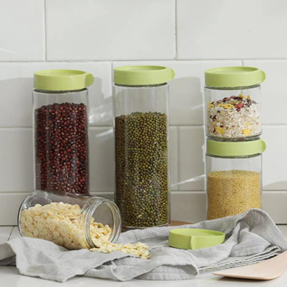 Glass Food Container，Borosilicale Food Storage Container With Airtight Bamboo Lid Clear Glass Jar