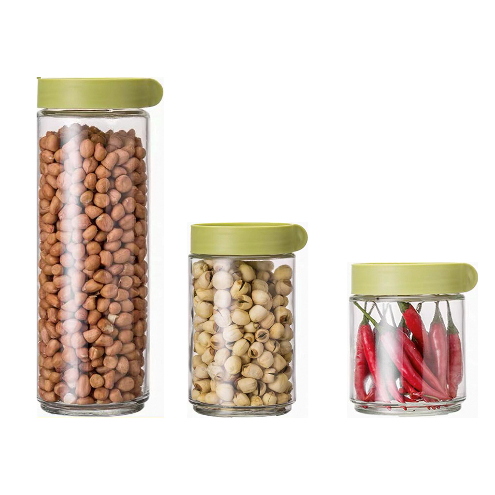 Glass Food Container，Borosilicale Food Storage Container With Airtight Bamboo Lid Clear Glass Jar