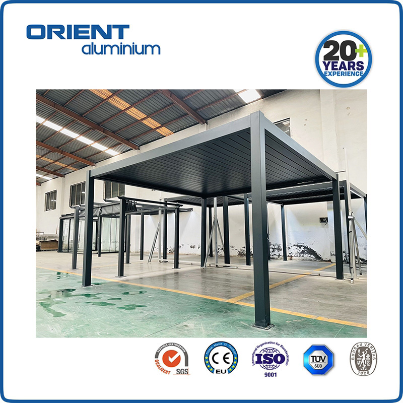 Metal Louver Electric Waterproof Aluminum Pergola pavilion for garden pergolas and gazebos