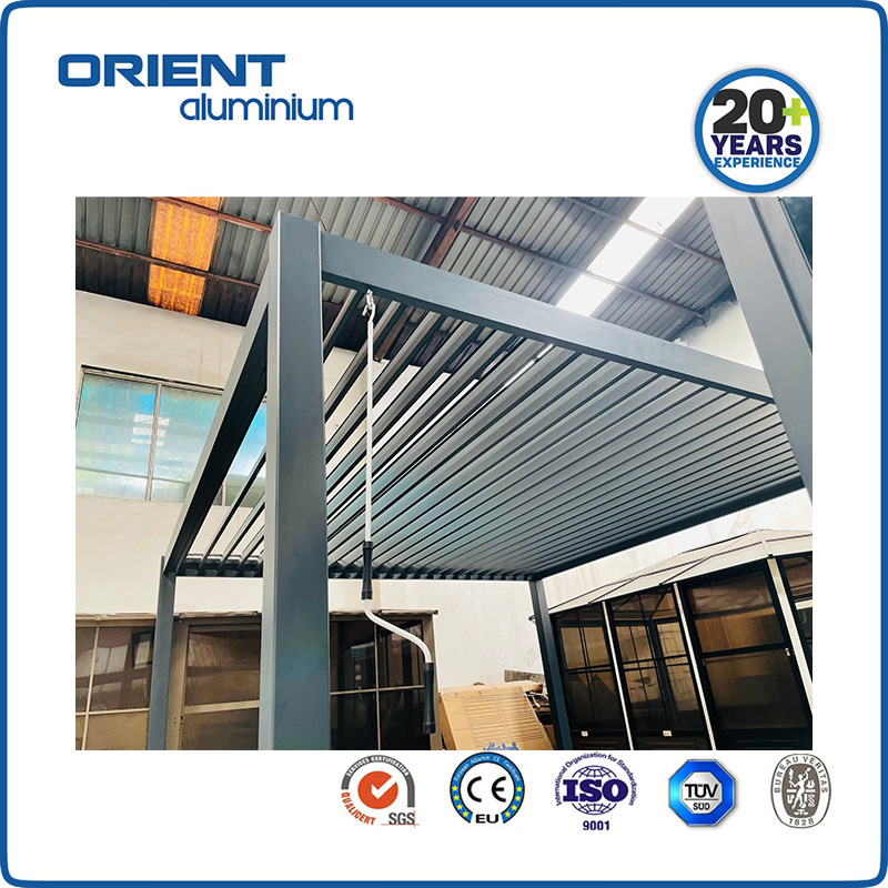 OEM Factory Modern Outdoor retractable motorized Bioclimatic Pergola Aluminium Louvered Pergola