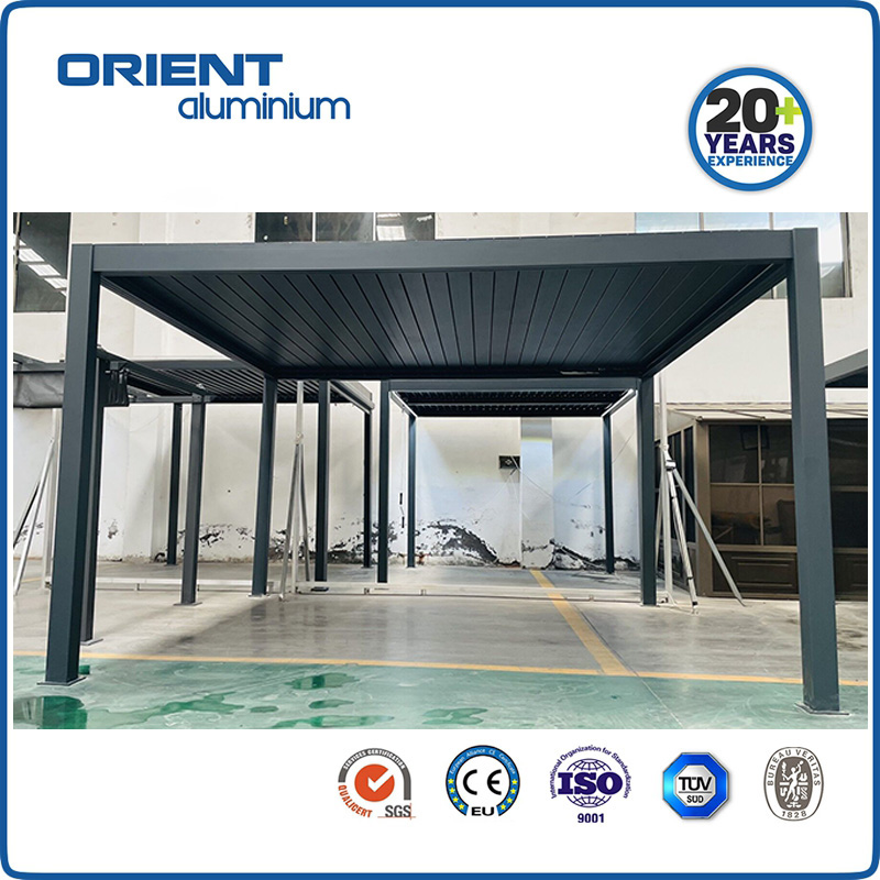 4X4 Garden Metal Electric Pergola Patio Canopy Louvered aluminum pergola with polycarbonate roof