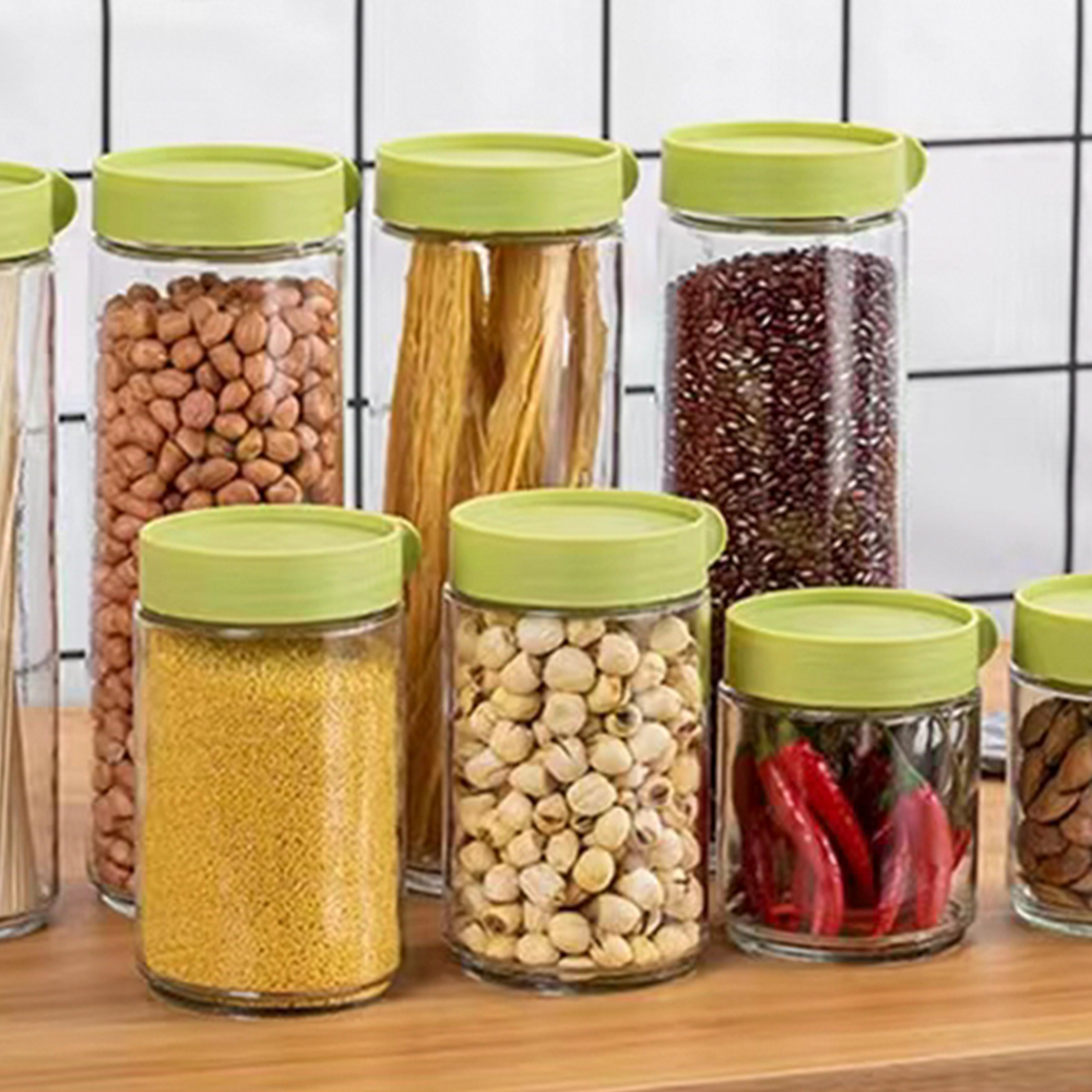 Glass Food Container，Borosilicale Food Storage Container With Airtight Bamboo Lid Clear Glass Jar
