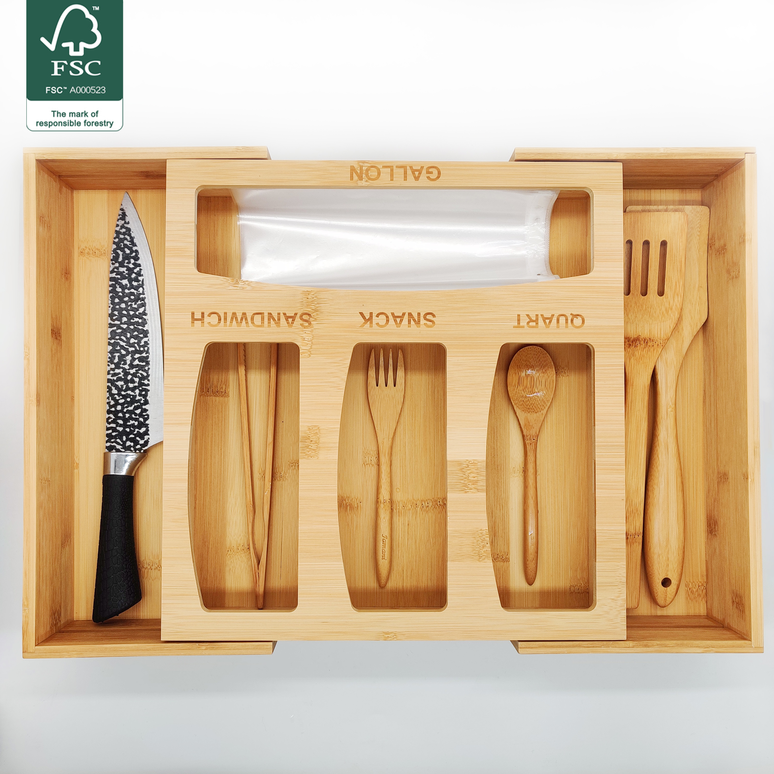 Bamboo drawer storage box