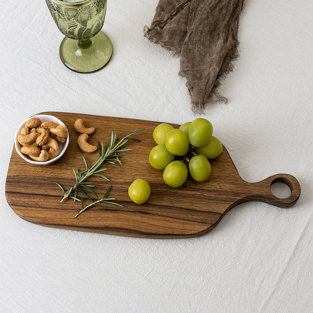 rubber wood rectangle cheese board with handle